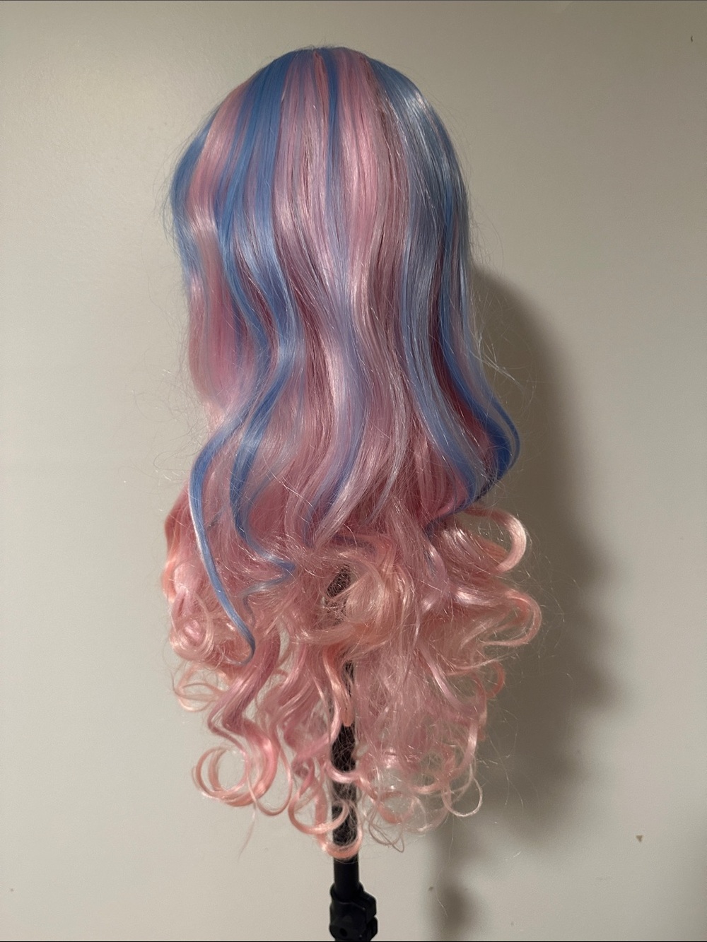 Pastel Pink & Blue Long Wavy Synthetic Wig
